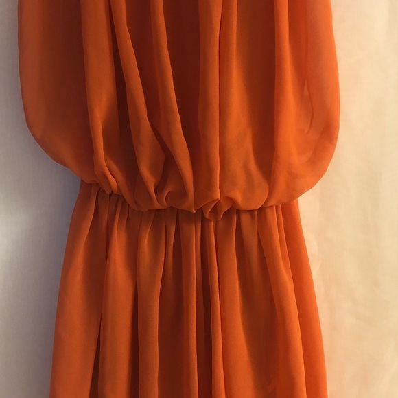 Orange Ruched Mini Dress - Picture 3 of 4